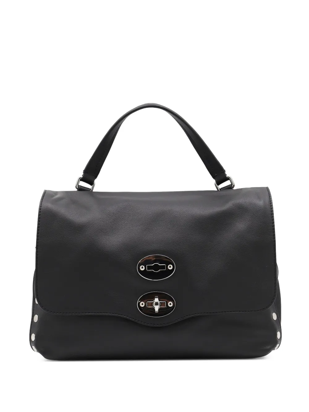Zanellato small Postina stud-embellished flap tote bag Zwart