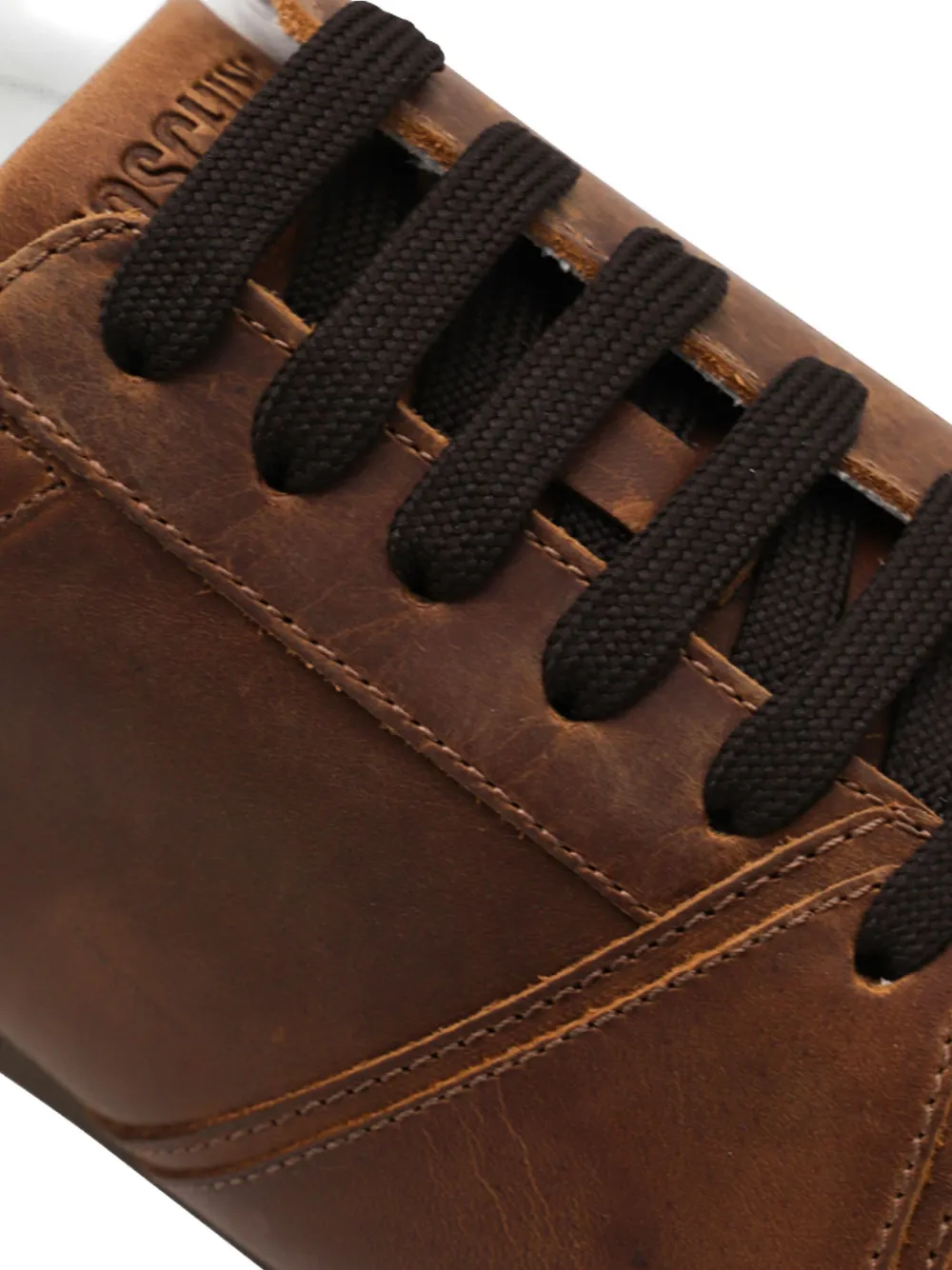 Moschino leather lace-up sneakers Brown