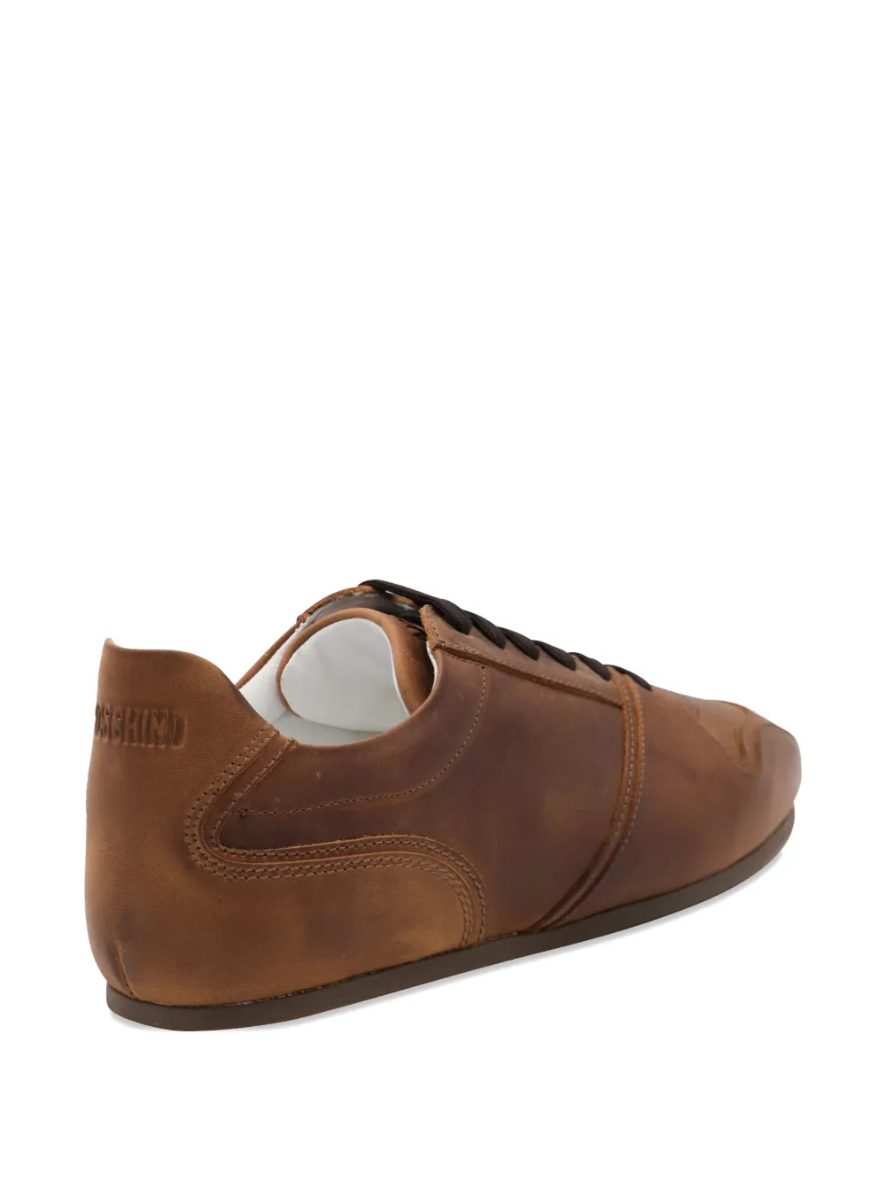 Moschino leather lace-up sneakers Brown