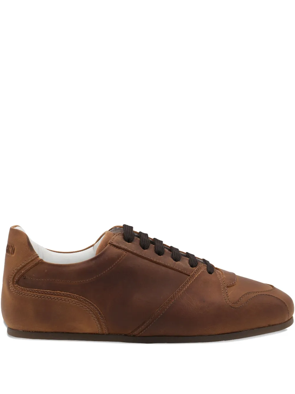Moschino leather lace-up sneakers Brown