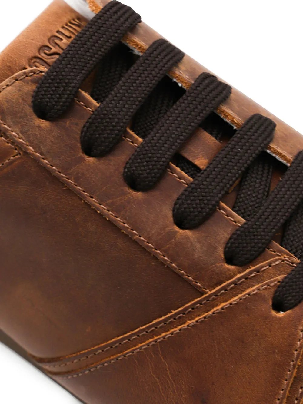 Moschino leather lace-up sneakers Brown
