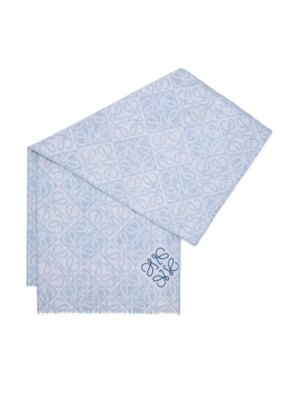 LOEWE Sjaal met anagram en franje - Blauw