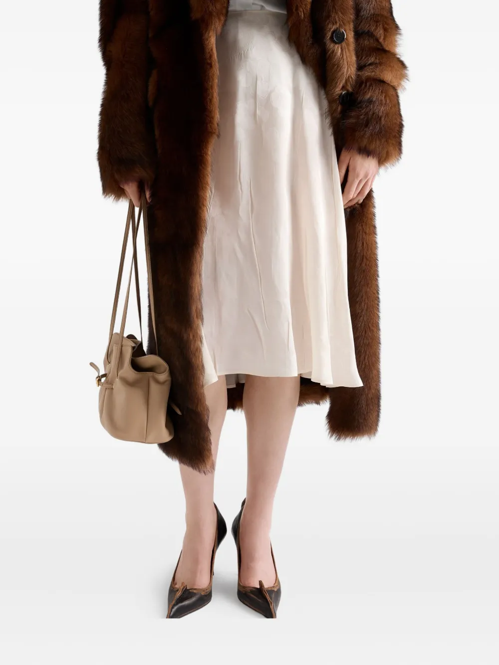 Prada Asymmetrische midi-rok Beige