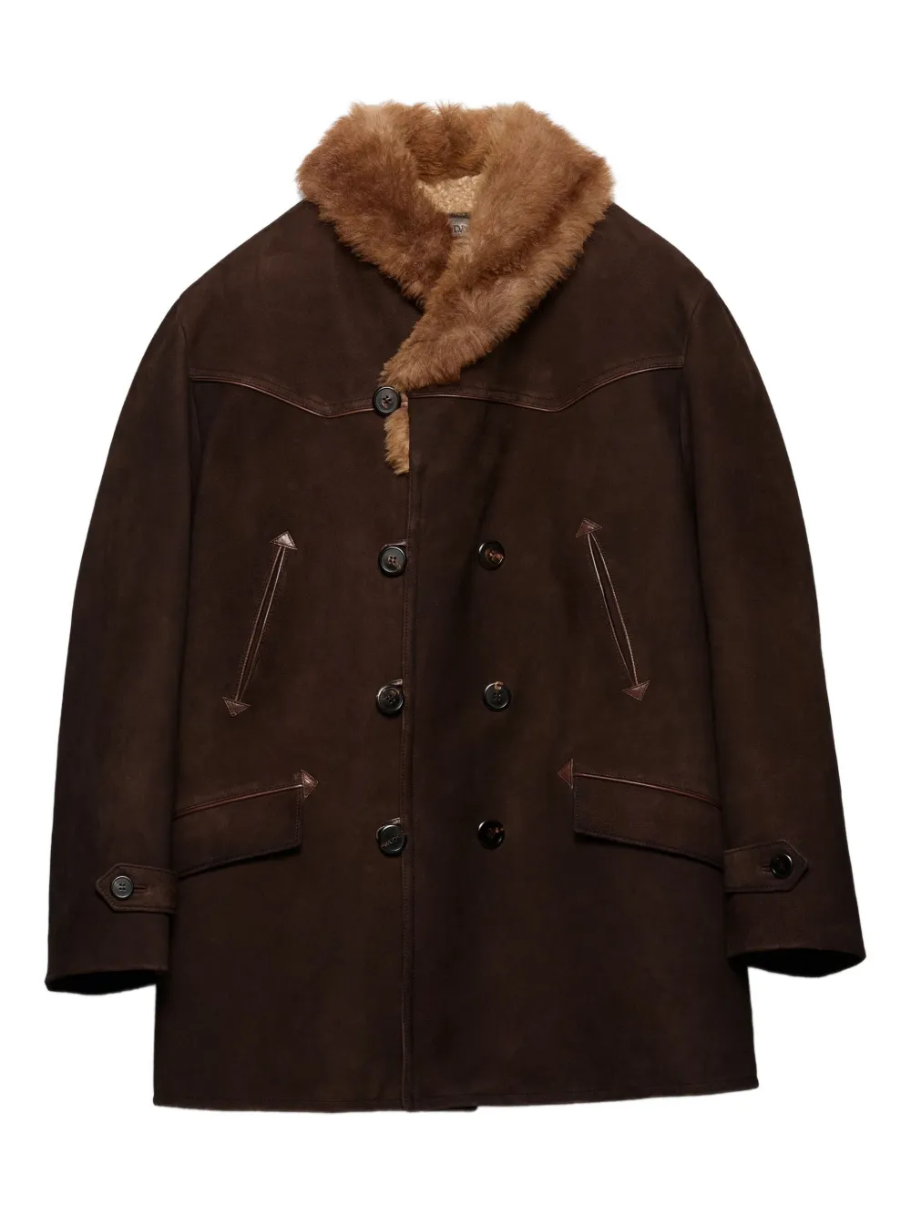Prada Jacke Aus Wildleder Und Lammfell In Brown