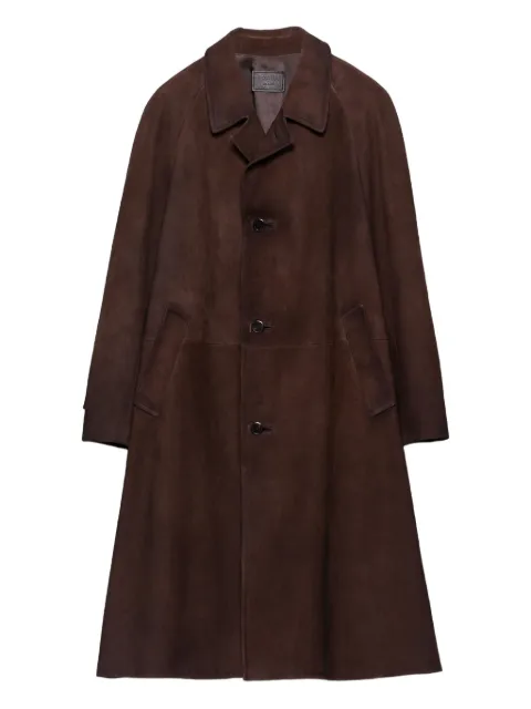 Prada raglan-sleeve suede coat