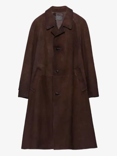 Prada raglan-sleeve suede coat