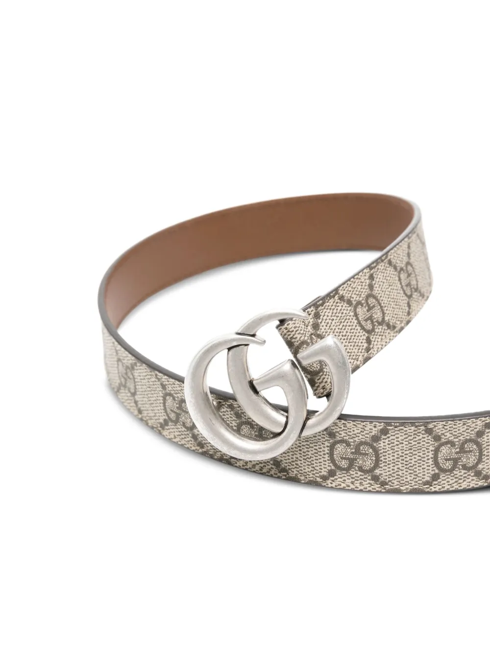 Gucci Kids Leren riem met GG-monogram Beige