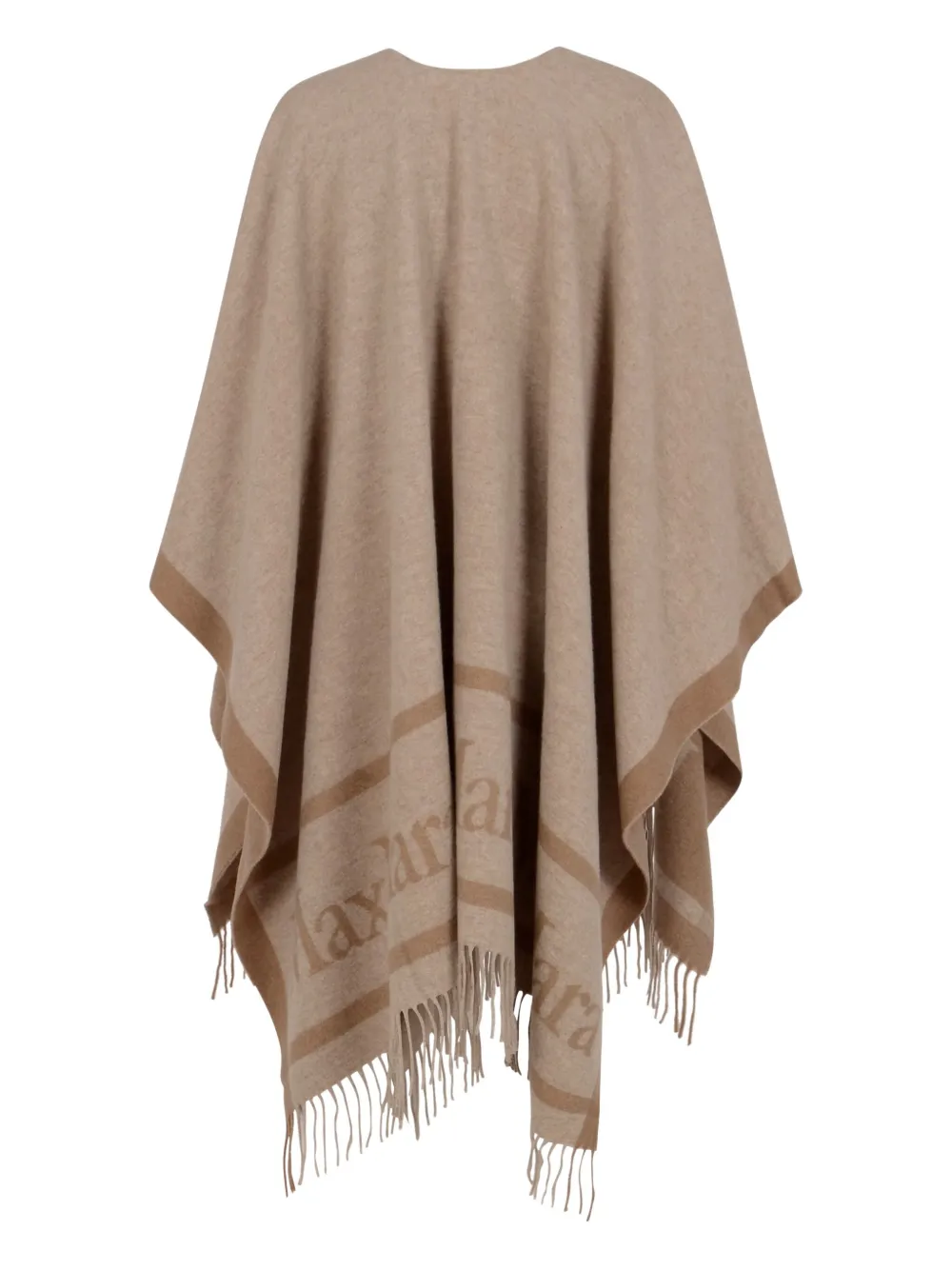 Max Mara Sandy Color Jacquard Wool Poncho In Neutral