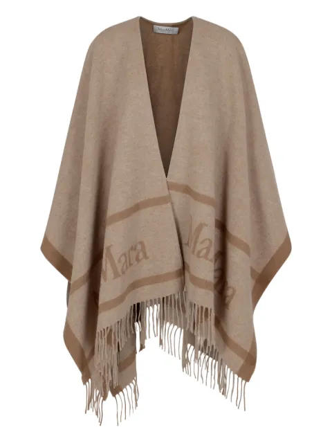 Max Mara logo-jacquard fringe-detail cape