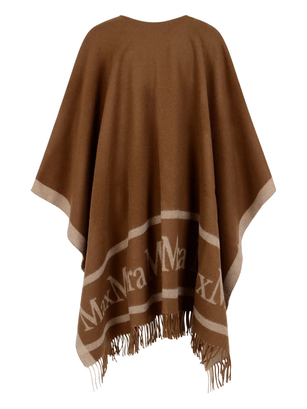 Max Mara logo-jacquard fringe-detail cape Bruin