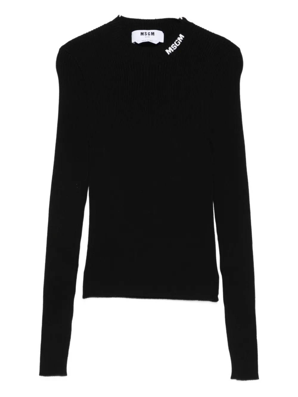 Msgm Ribbed Logo-detail Sweater In Black