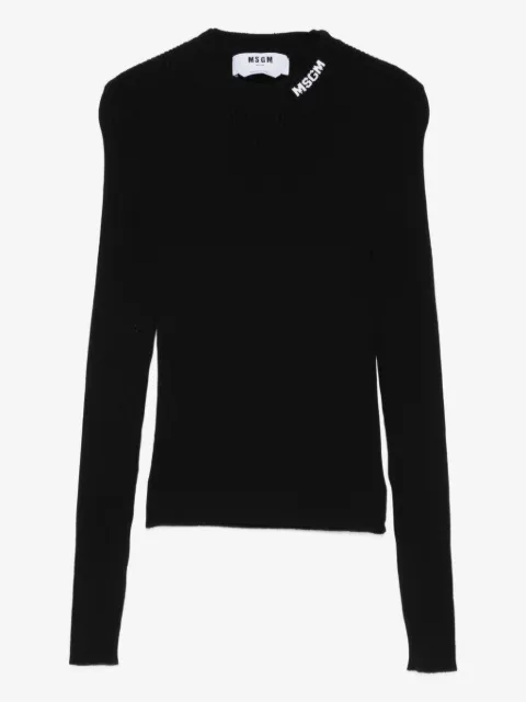 MSGM suéter tejido de canalé con detalle del logo