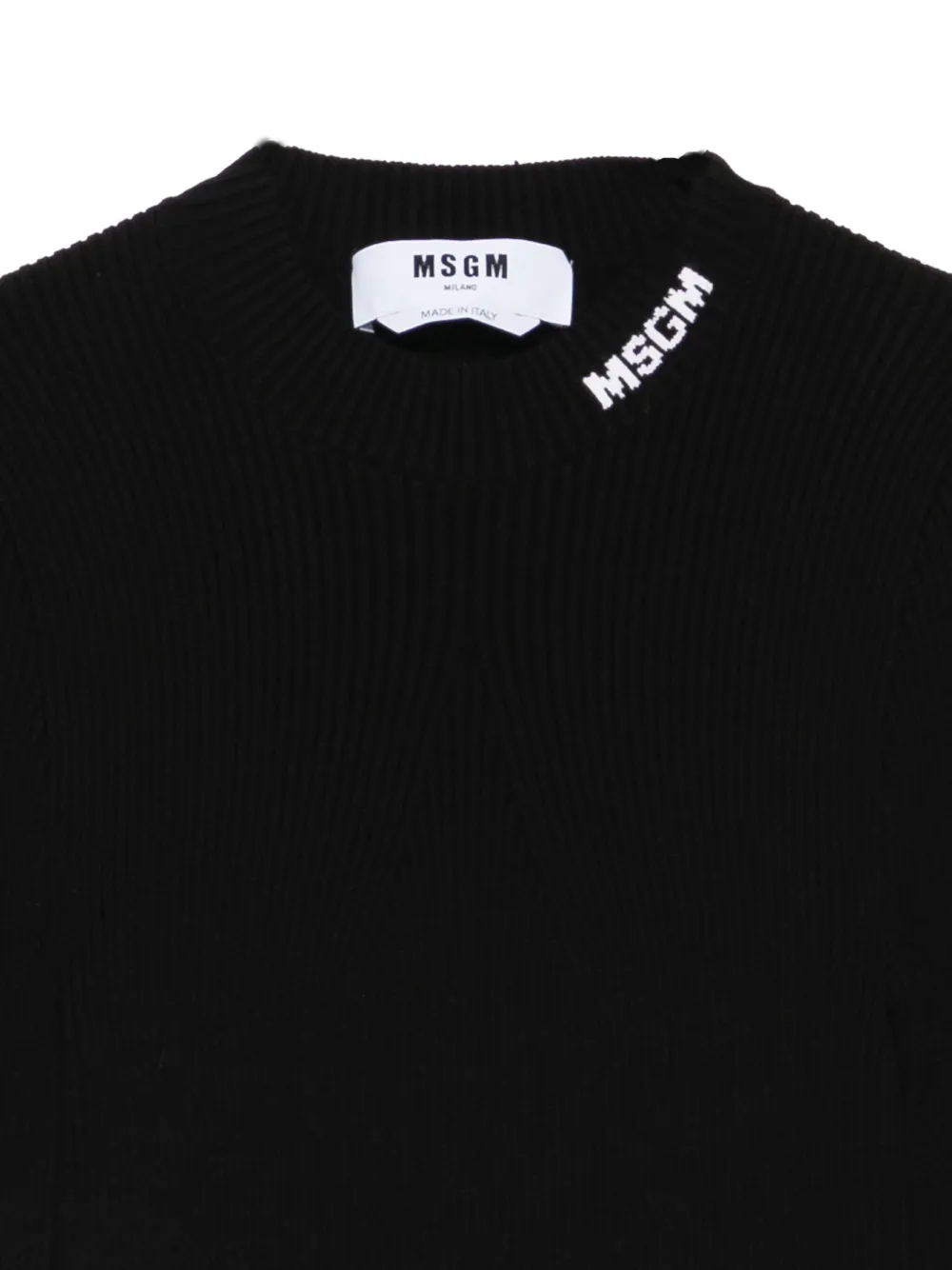 MSGM Geribbelde trui met logodetail Zwart