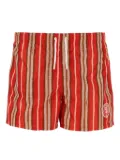 FENDI striped stretch nylon swimming shorts - Red