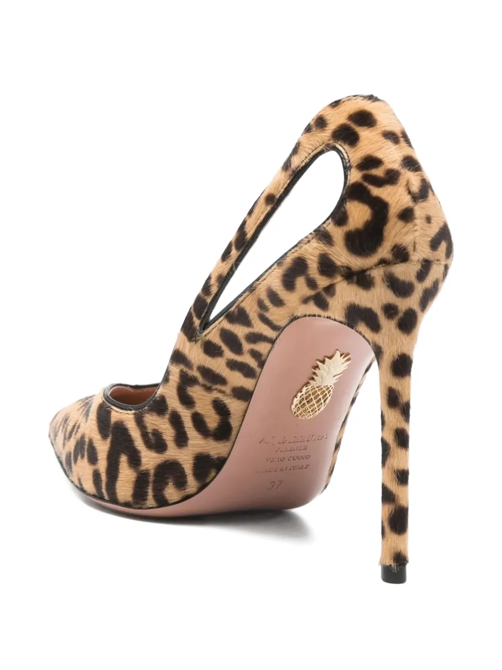 Aquazzura 105mm leopard-print cut-out pumps Neutrals