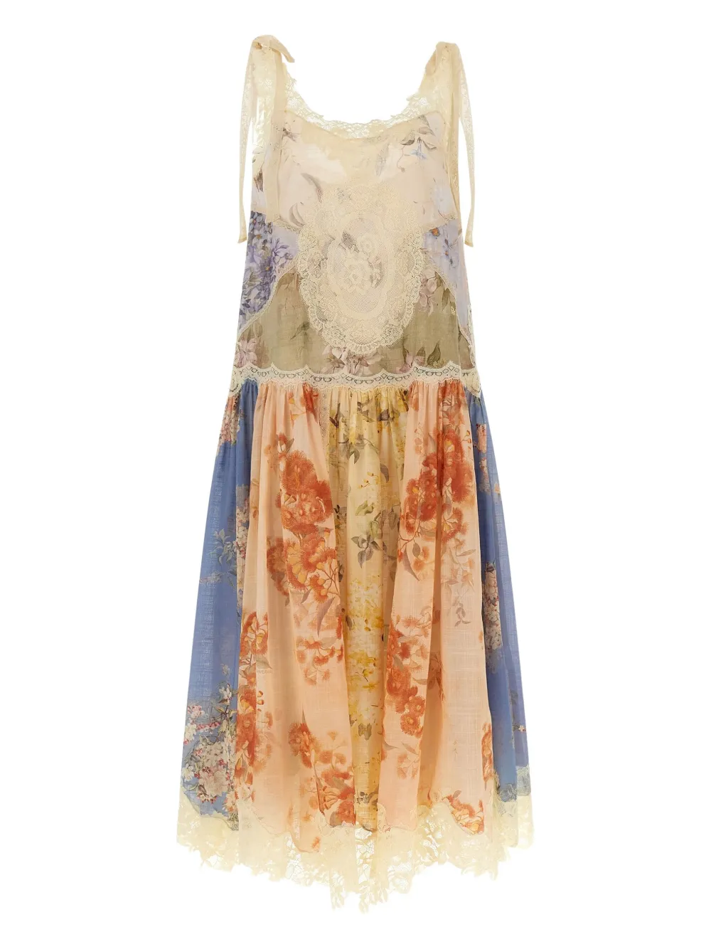 ZIMMERMANN lace-trimmed floral dress Beige