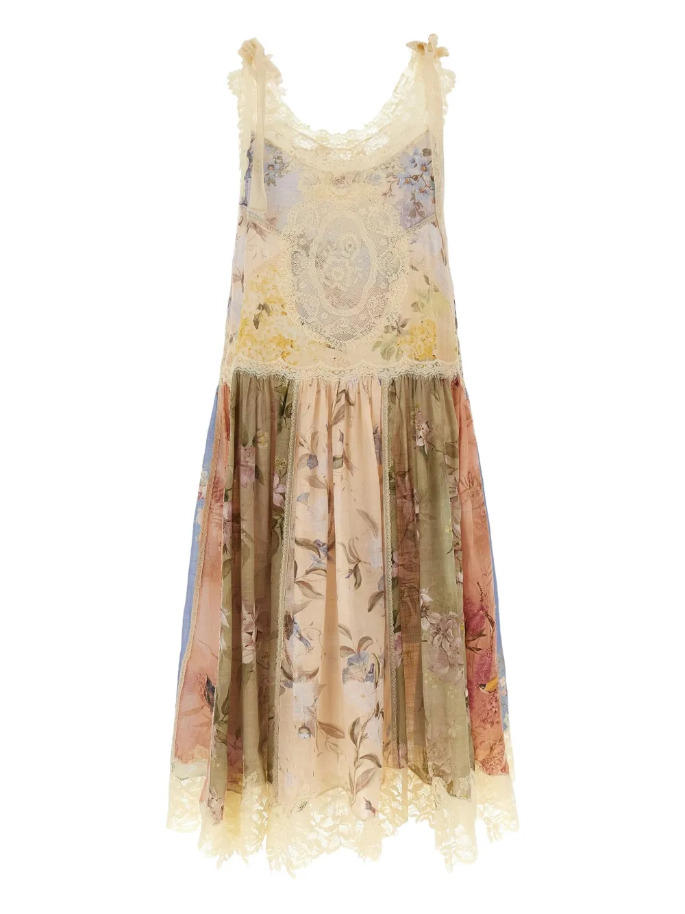 ZIMMERMANN lace-trimmed floral dress Beige