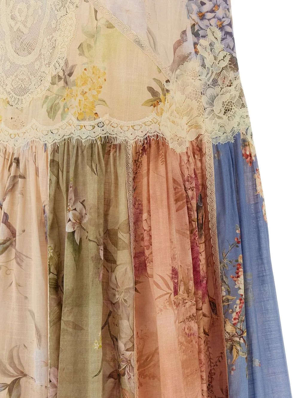 ZIMMERMANN lace-trimmed floral dress Beige