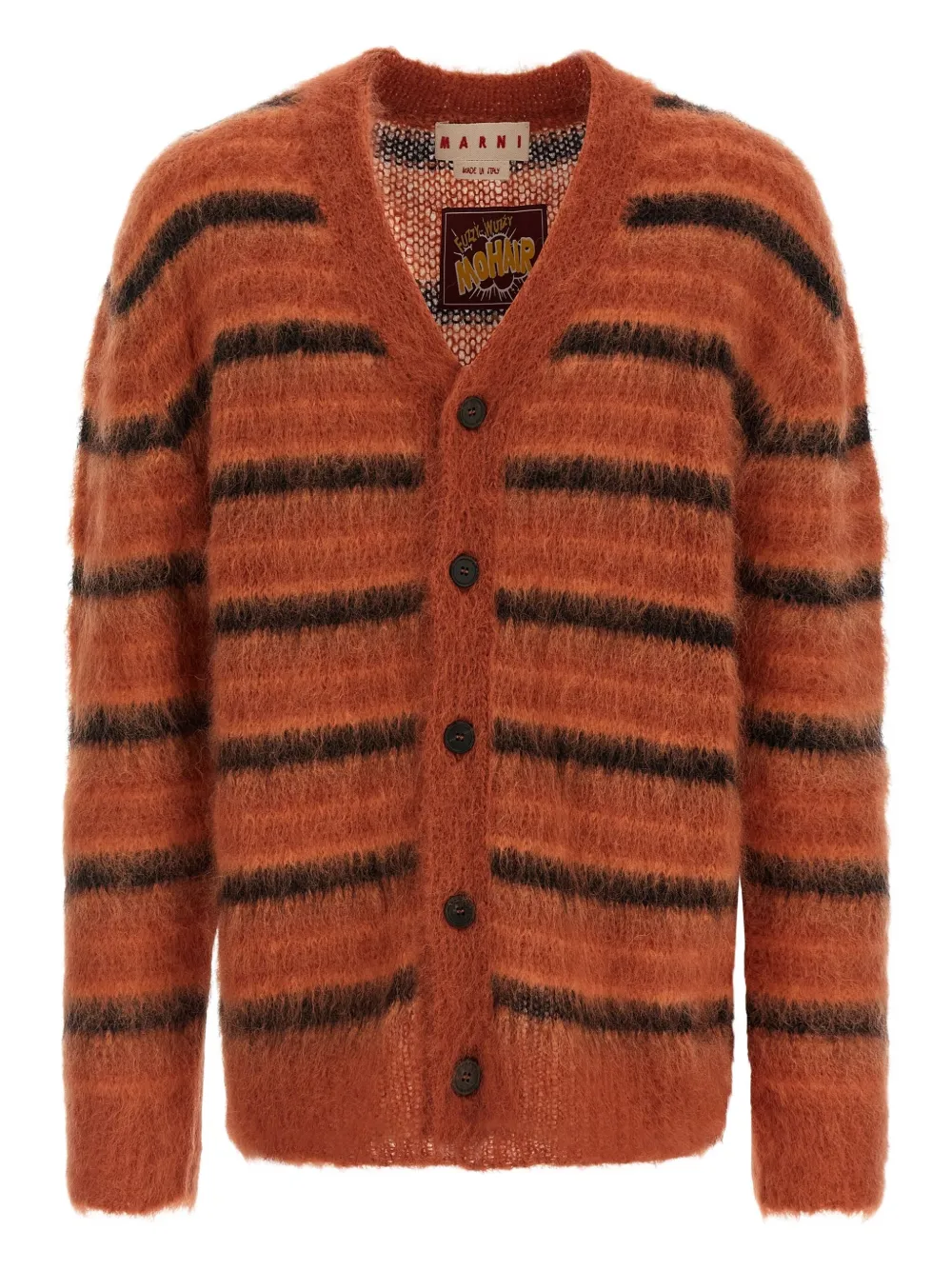Marni brushed striped cardigan - オレンジ Marni brushed striped cardigan - オレンジ