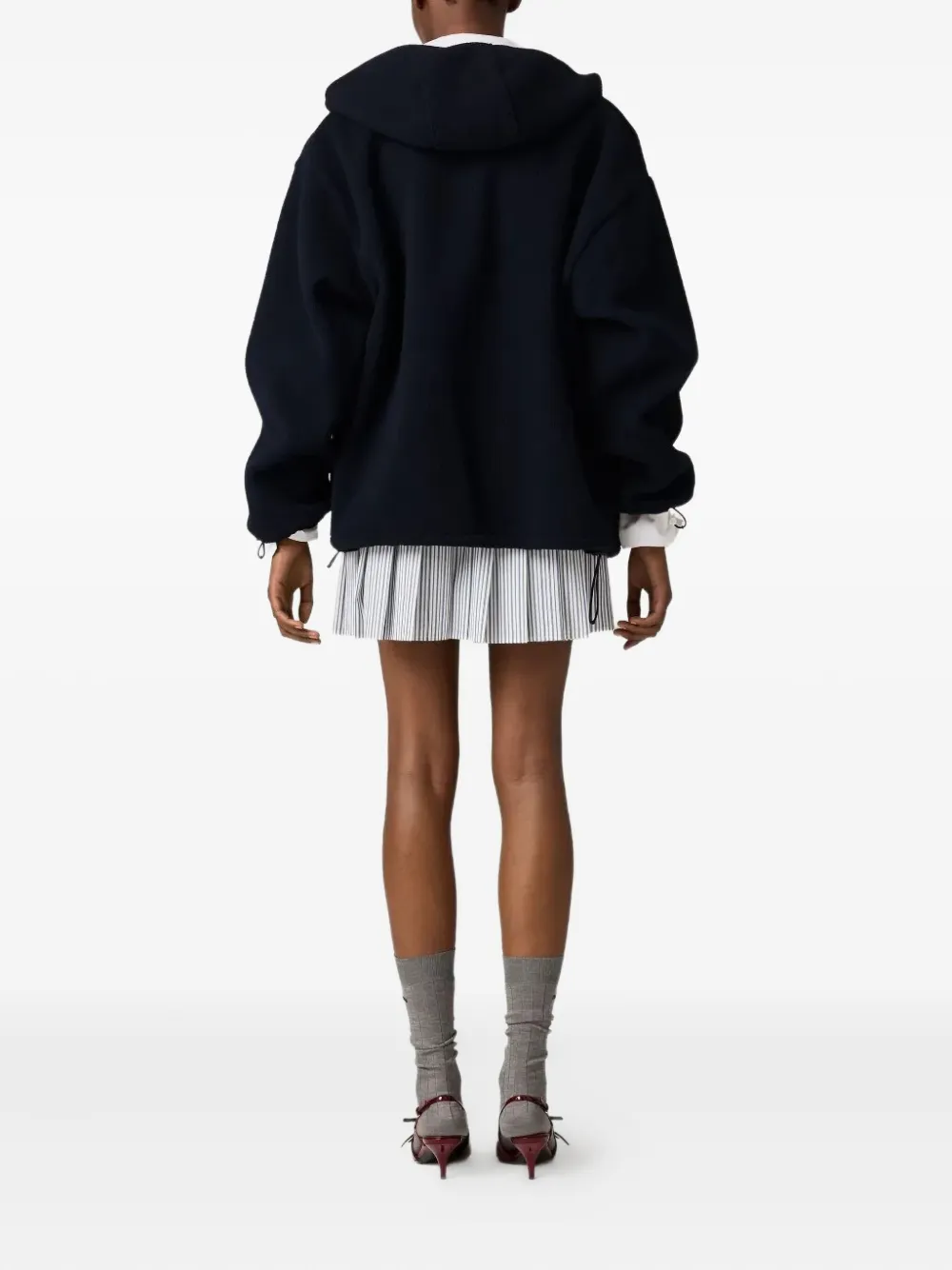 Miu hooded fleece zip-up jacket Blue