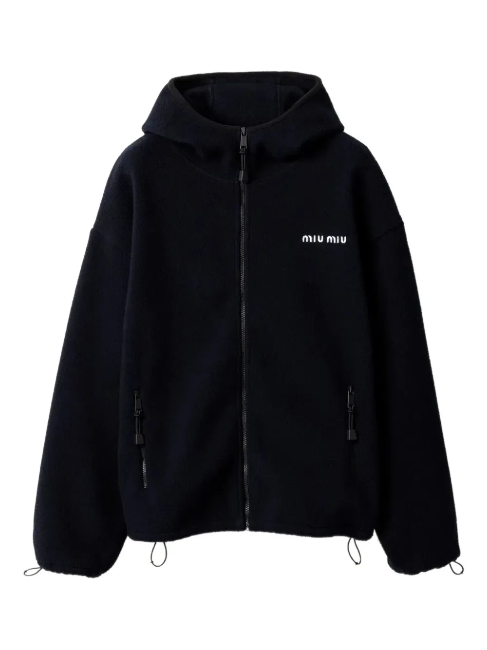 Miu hooded fleece zip-up jacket Blue