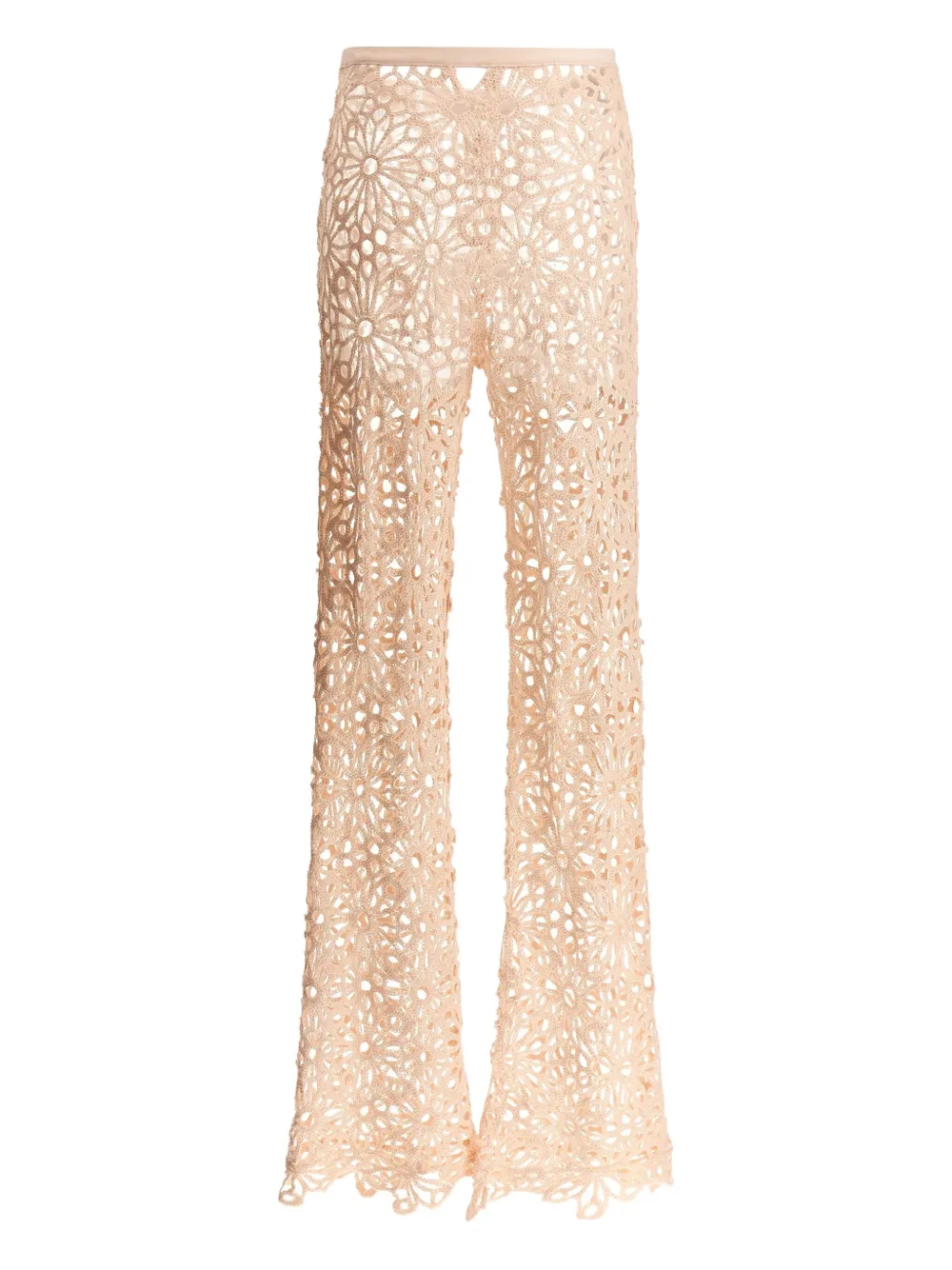 Norma Kamali Gehaakte broek met bloemenprint - Beige
