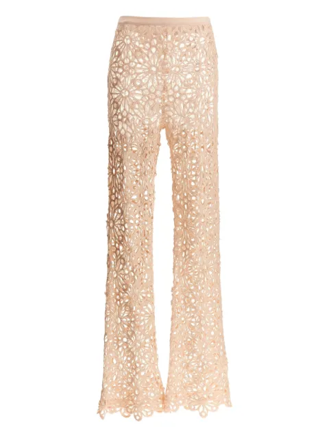 Norma Kamali floral-croochet trousers