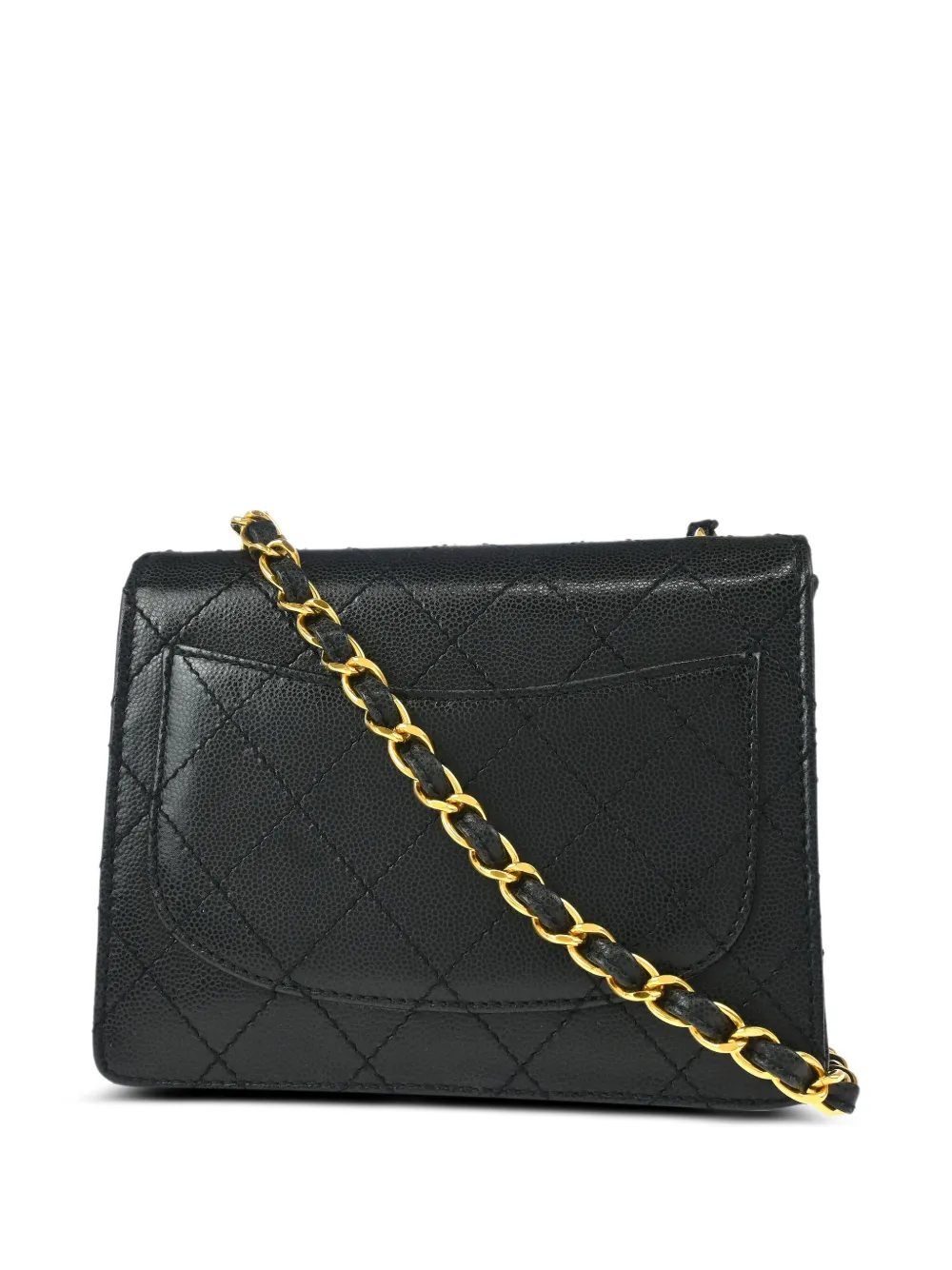 Pre-owned Chanel 1998 Mini Classic Square Flap 17 Shoulder Bag In Black