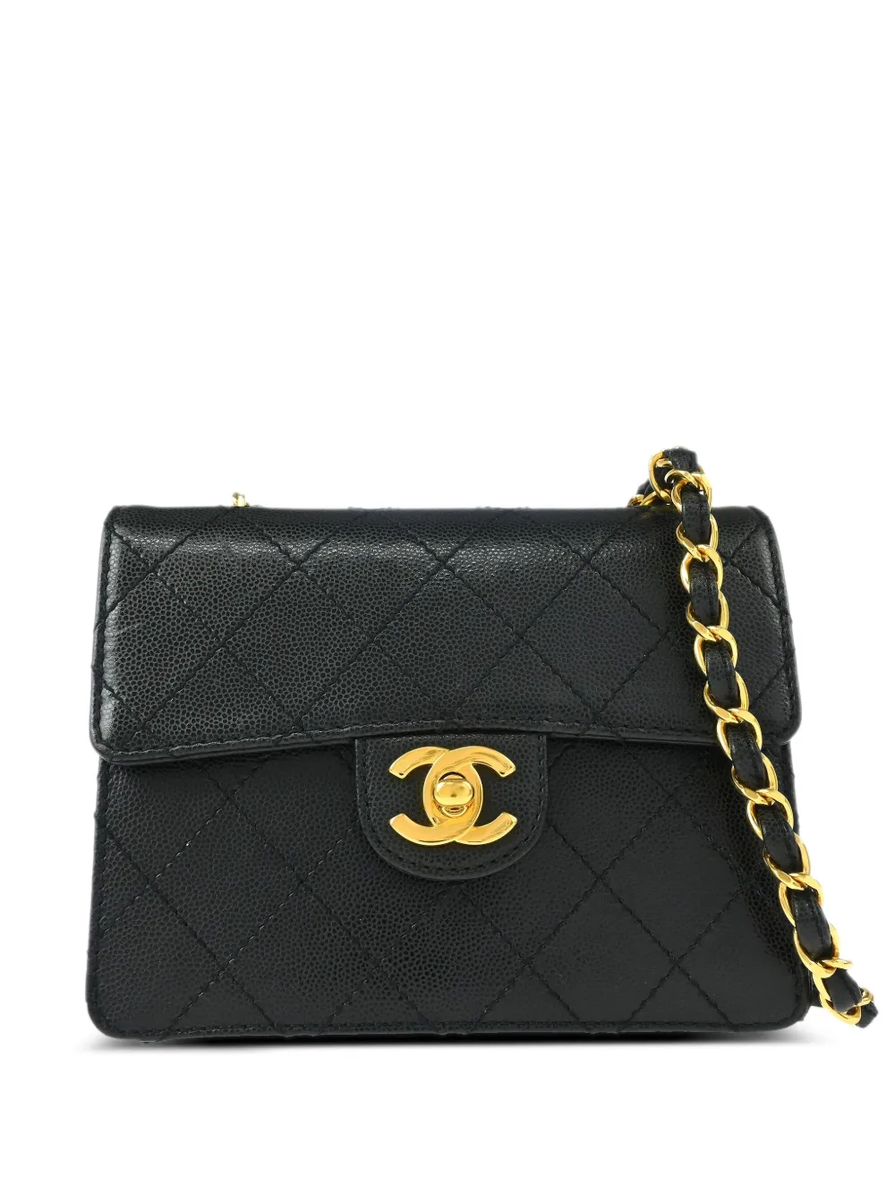 CHANEL Pre-Owned 1998 クラシック スクエア フラップ 17 ショルダーバッグ ミニ - ブラック CHANEL Pre-Owned 1998 クラシック スクエア フラップ 17 ショルダーバッグ ミニ - ブラック