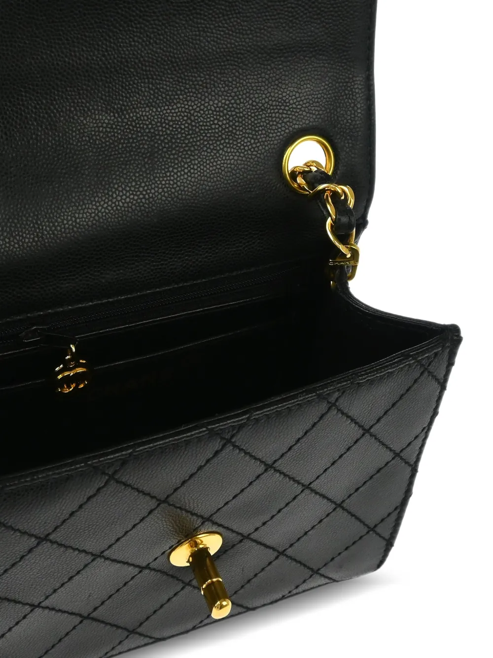 Pre-owned Chanel 1998 Mini Classic Square Flap 17 Shoulder Bag In Black