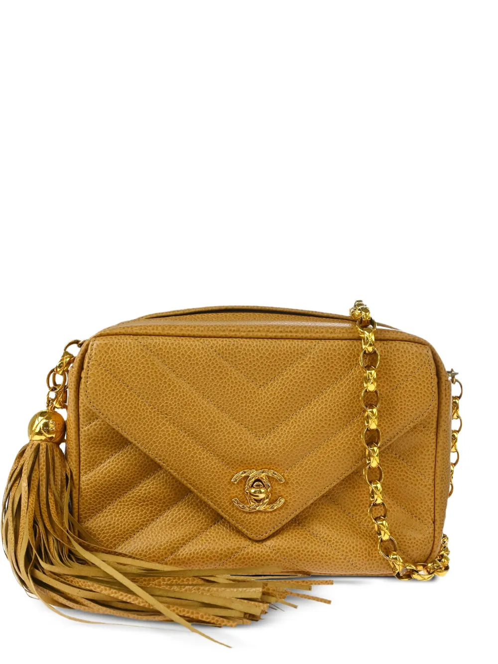 CHANEL Pre-Owned 1992 シェブロンキルティング カメラバッグ - ニュートラル CHANEL Pre-Owned 1992 シェブロンキルティング カメラバッグ - ニュートラル