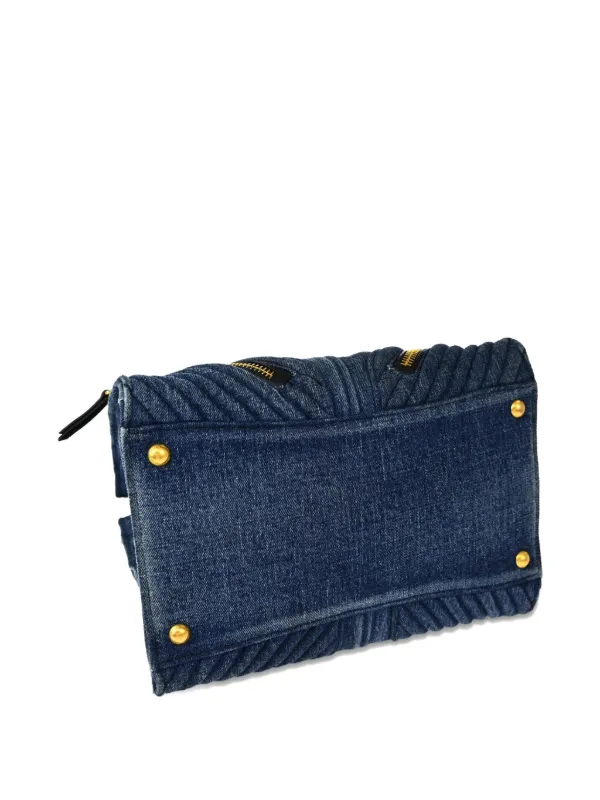Miu Miu Pre-Owned 2010s Biker Quilted Denim Handbag | Blue