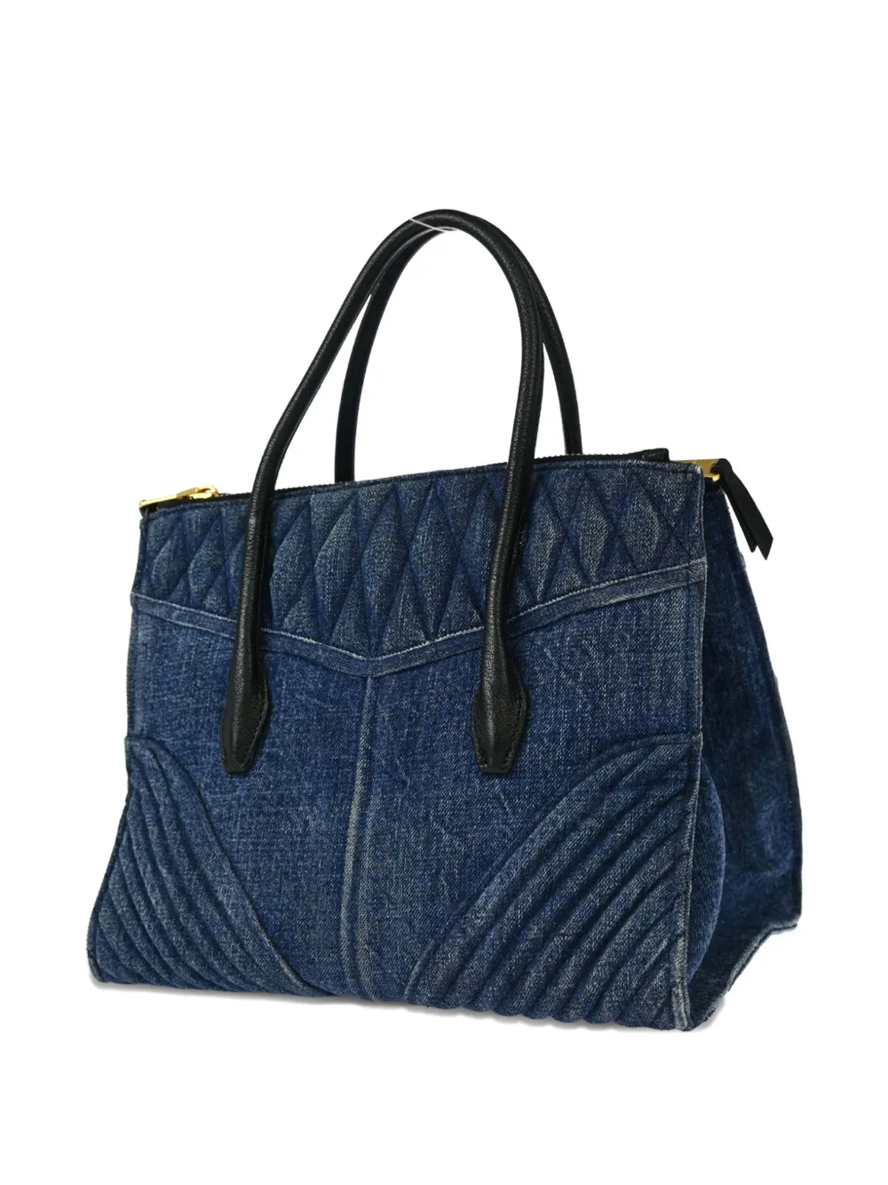 Pre-owned Miu Miu 2010s Biker Quilted Denim Handbag In Blue