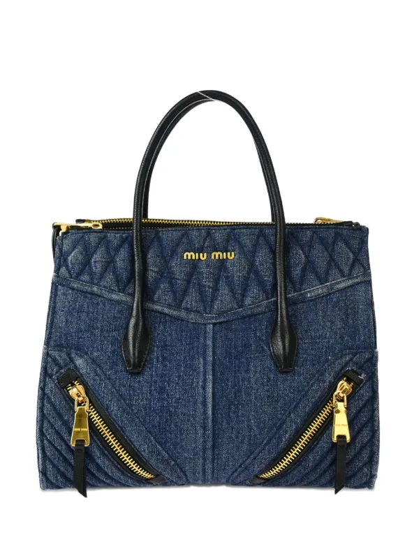 Miu Miu Pre-Owned 2010s Biker デニムハンドバッグ | ブルー 
