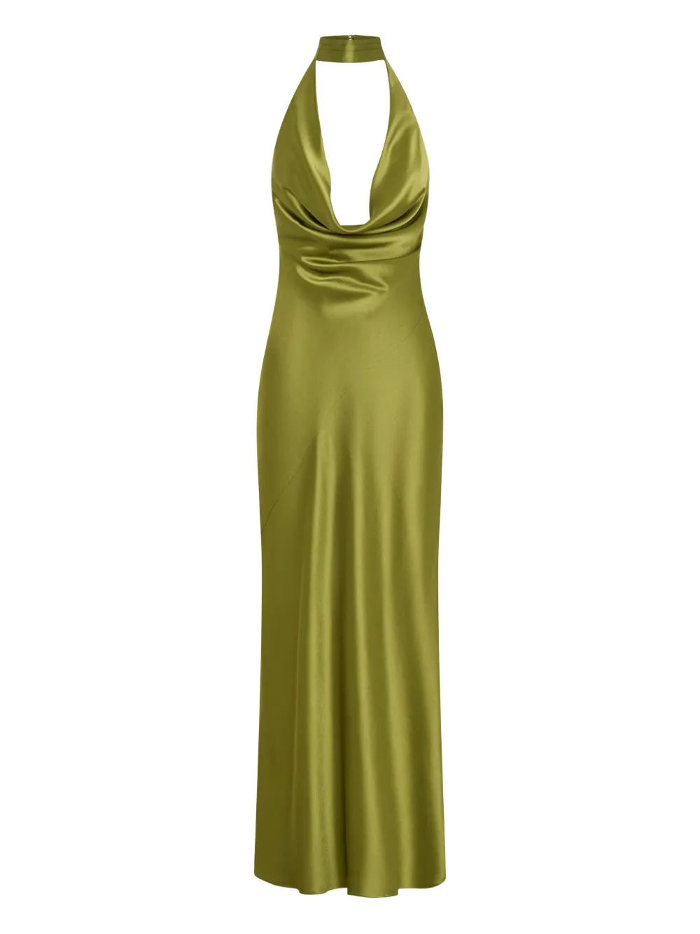 Nicholas Lyria Cowl-neck Halter Maxi Dress In Green