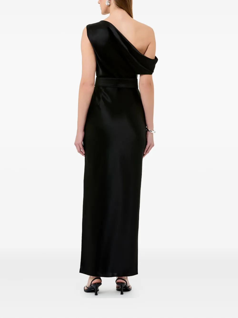Nicholas Eartha asymmetrische maxi-jurk met ceintuur Zwart
