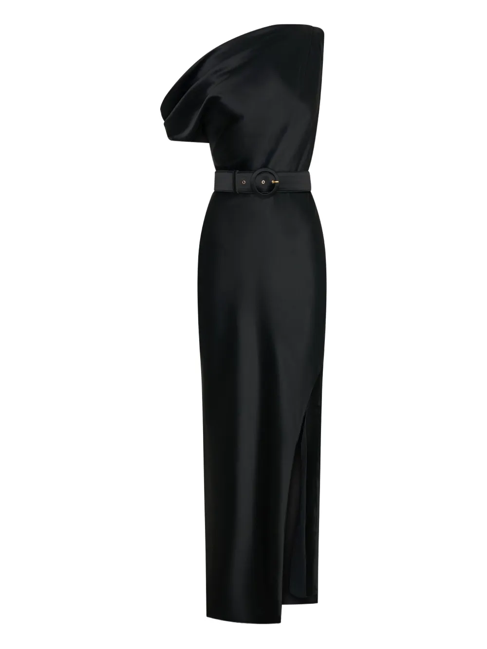 Nicholas Eartha One-shoulder Belted Maxi Dress In Black