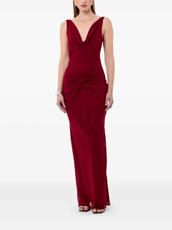 Nicholas Calia V-neck Draped Maxi Dress | Red | FARFETCH