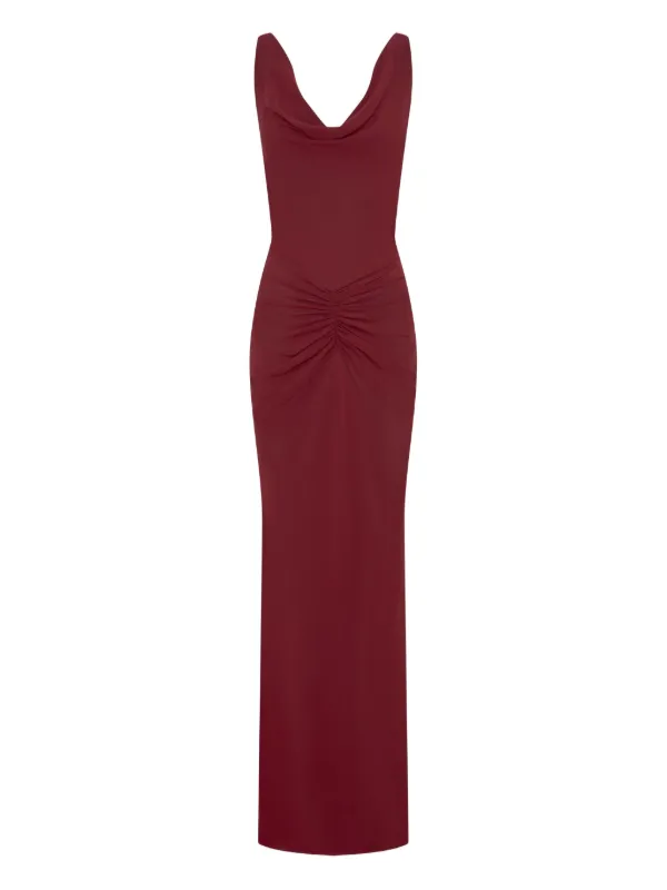 calia maxi dress Nicholas Calia V-neck Draped Maxi Dress | Red