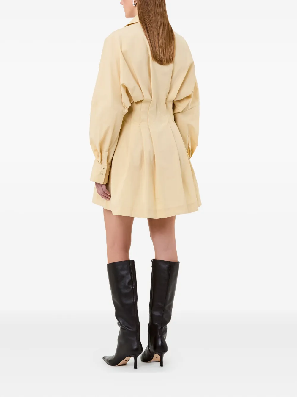 Nicholas Fabienne Pleated Button-front Shirt Dress In Yellow