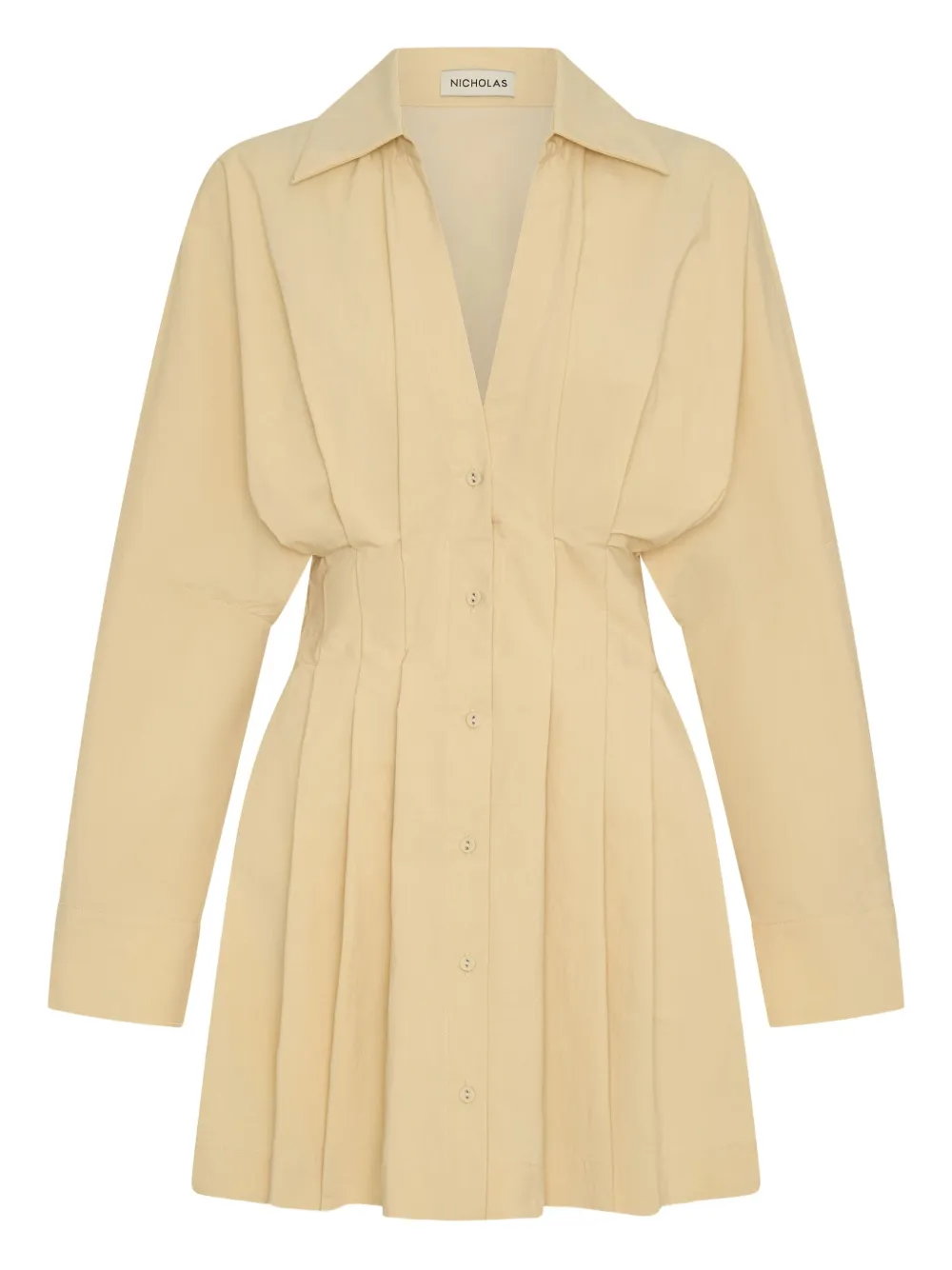 Nicholas Fabienne Pleated Button-front Shirt Dress In Yellow