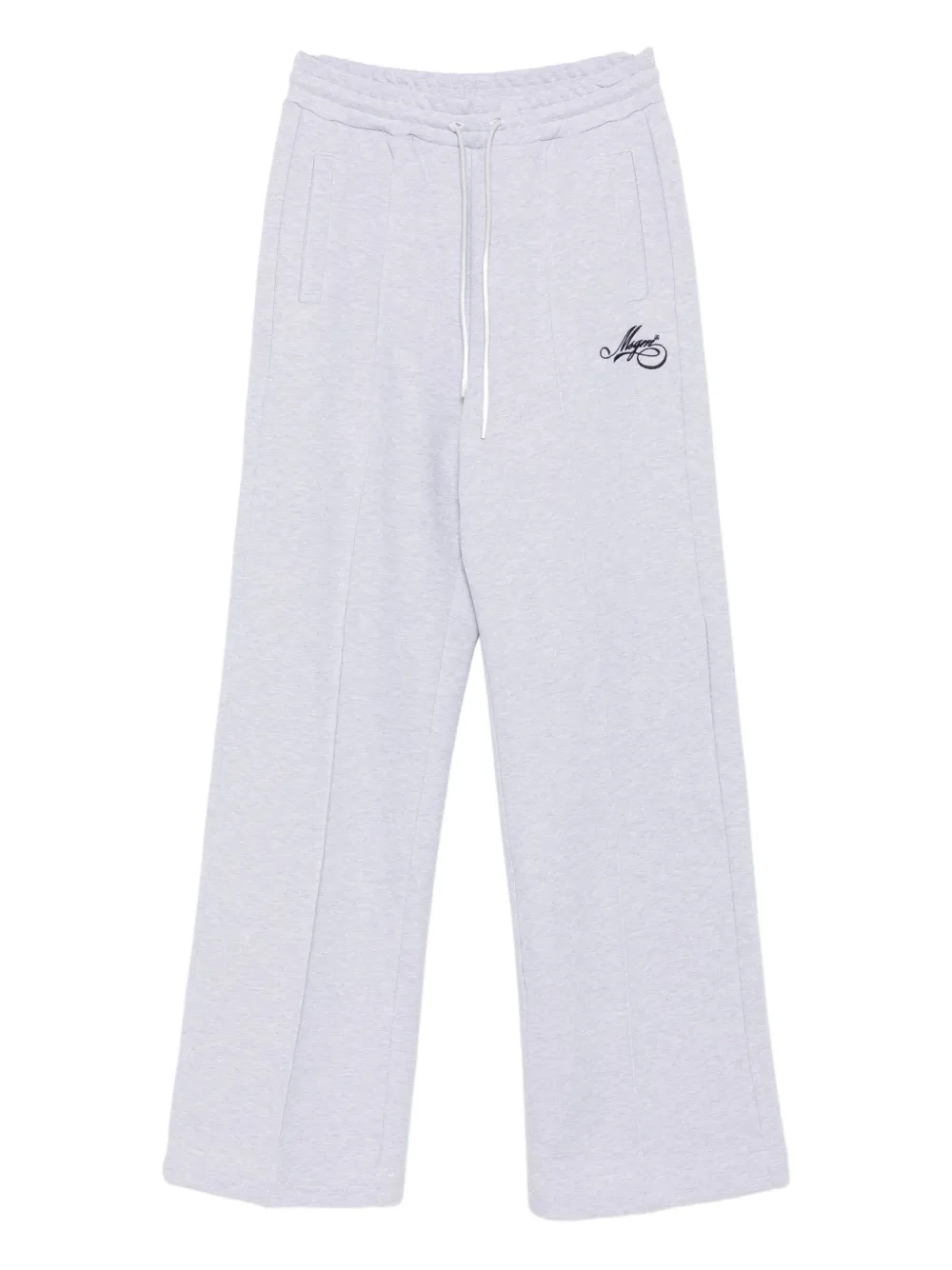 Msgm Embroidered-logo Sweatpants In Gray