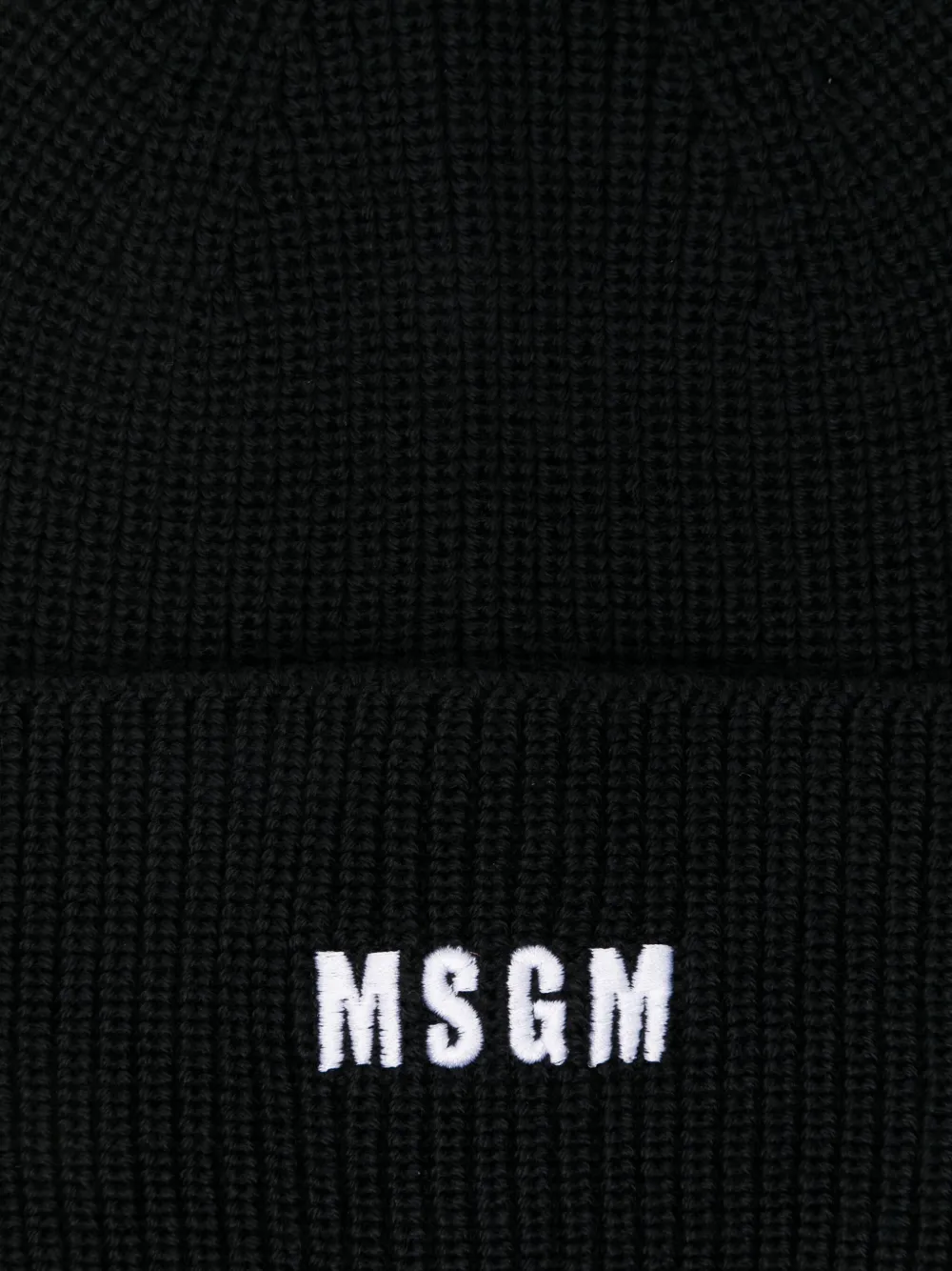 MSGM logo-embroidered ribbed beanie - Zwart