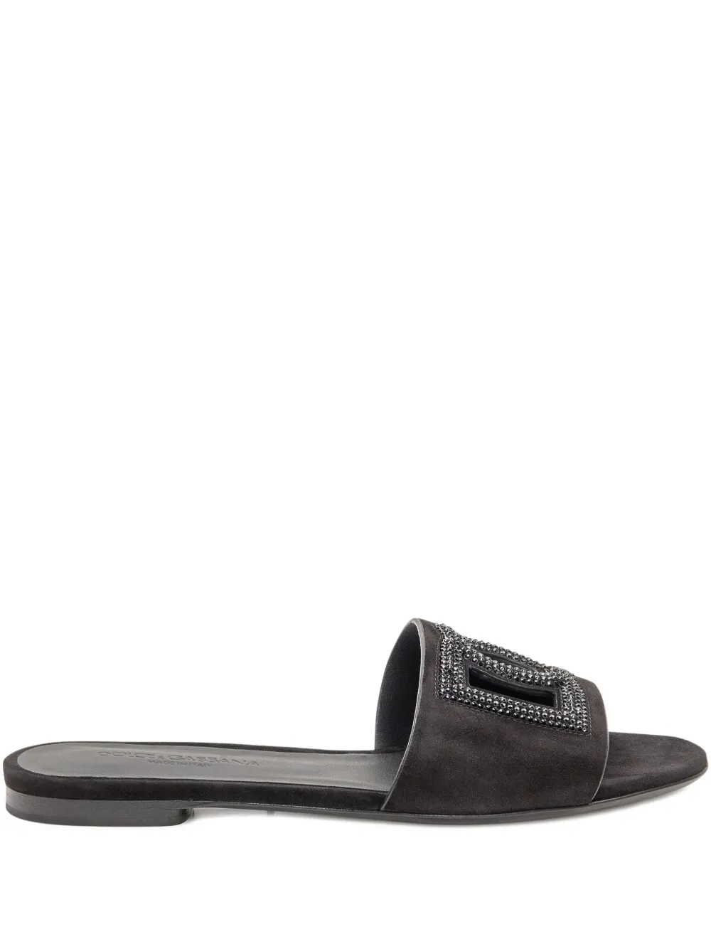Dolce & Gabbana Embellished Logo Sandals In Black