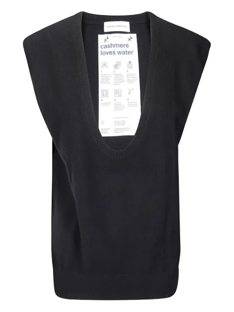 extreme cashmere ribbed deep-neckline gilet