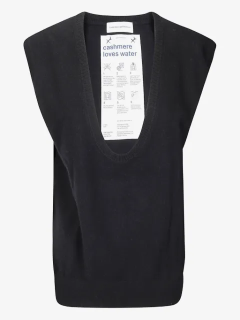extreme cashmere ribbed deep-neckline gilet
