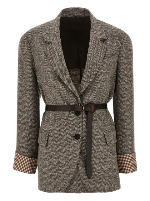 Brunello Cucinelli herringbone belted blazer
