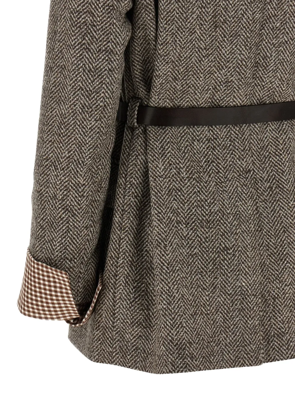 Brunello Cucinelli herringbone belted blazer Bruin