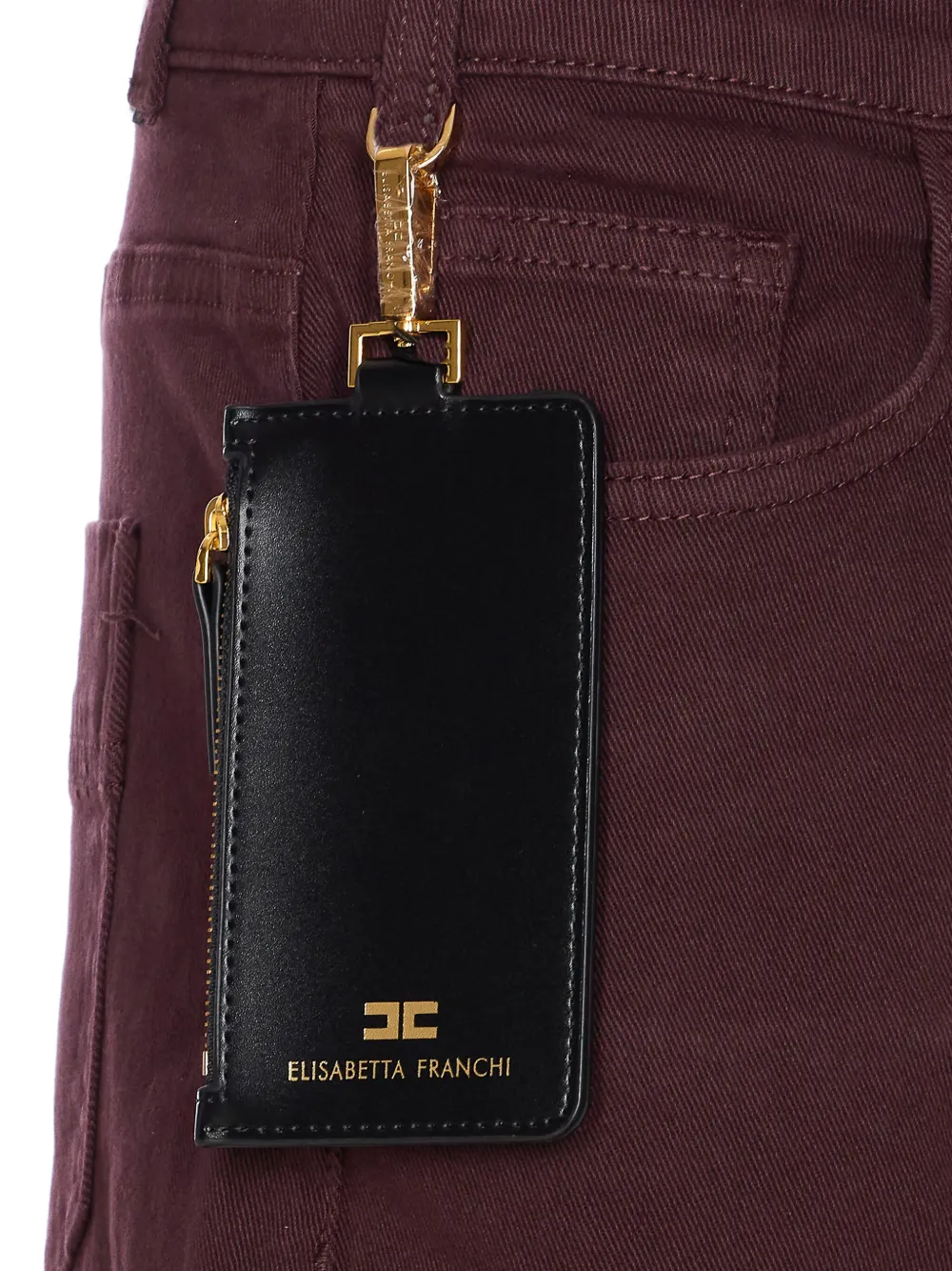Elisabetta Franchi logo-plaque card-holder jeans Rood