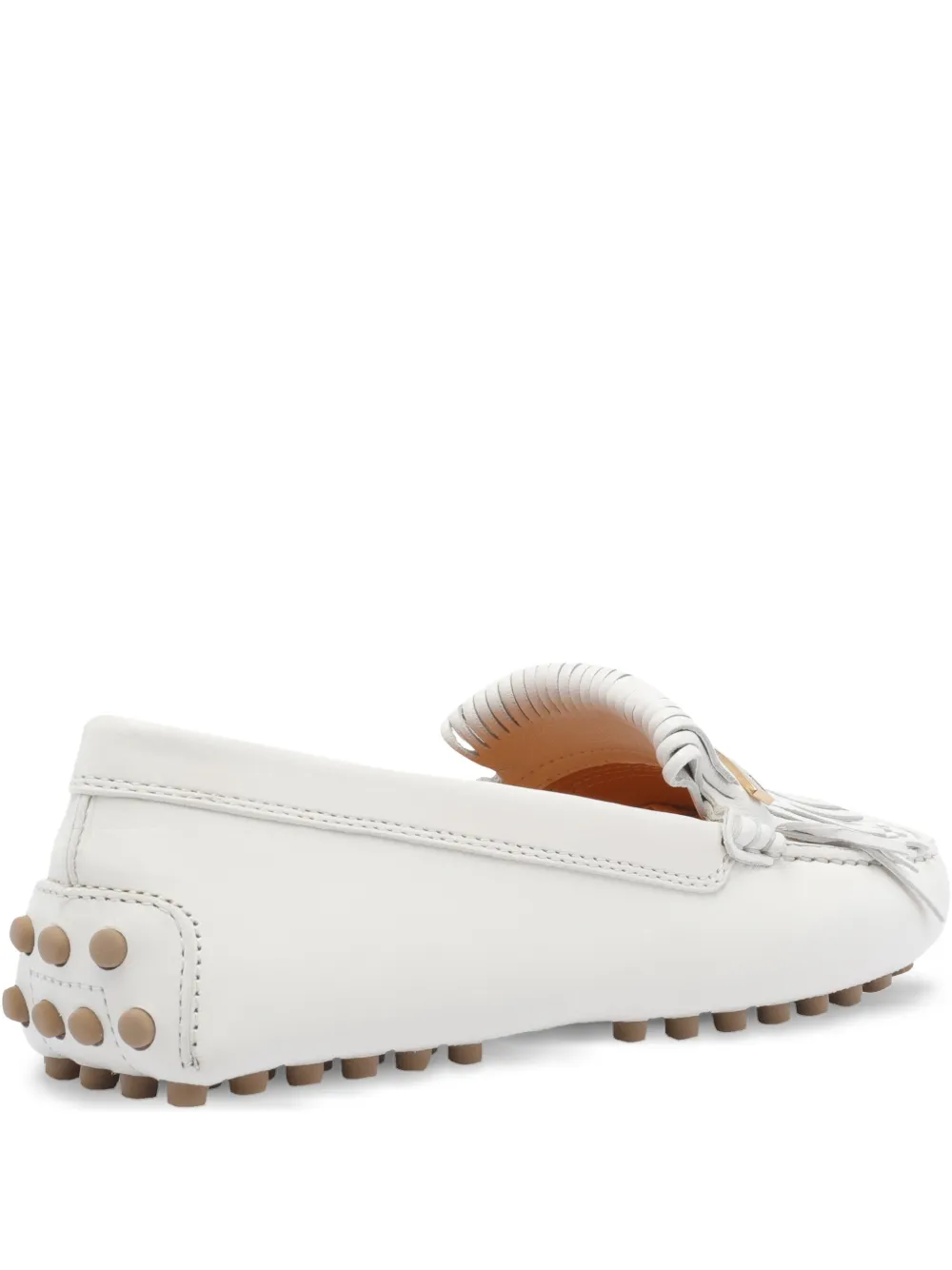 Tod's fringed pebble loafers White